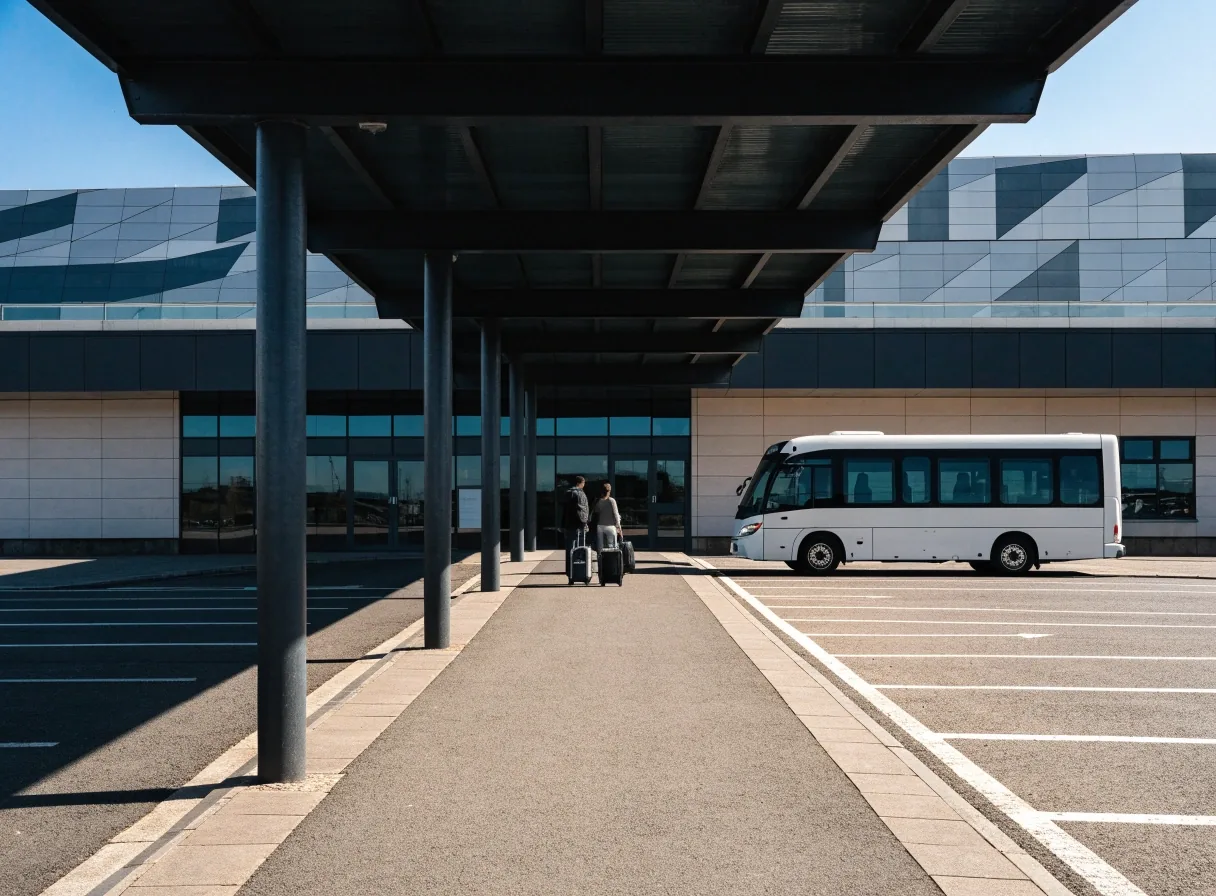 Open-air Level 2 deck at the Brisbane Domestic Terminal car park with painted bay stripes and a pillar at midday